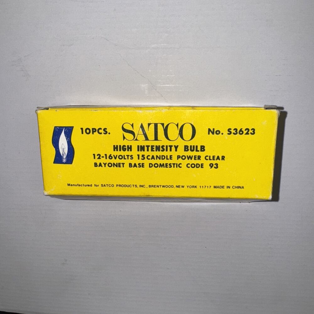 8 Pcs Satco No. S3623 High Intensity Bulb Bayonet Base 12-16 Volt S8 Light Bulb